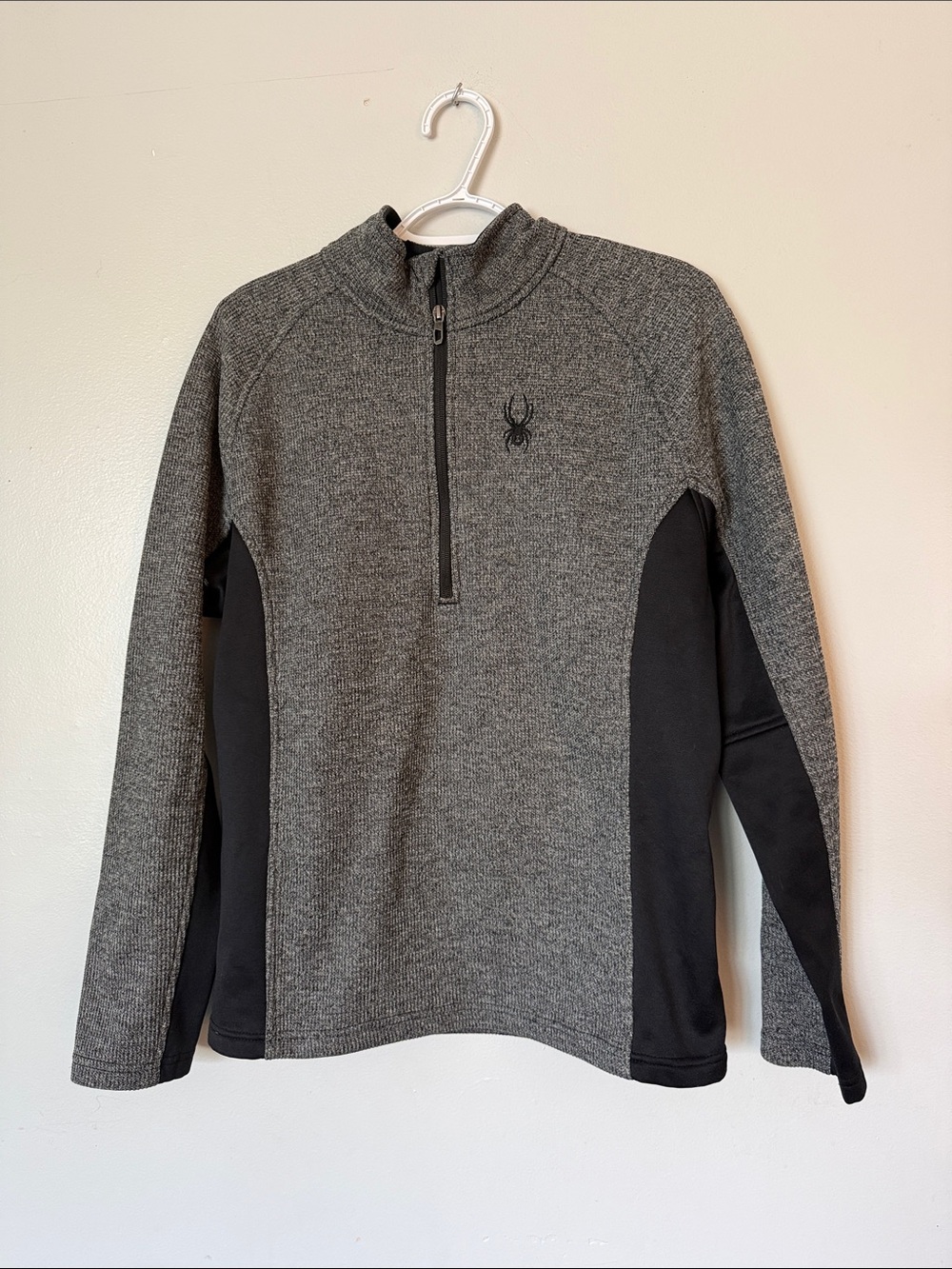 size MEDIUM Men's jacket SPYDER 1/4 zip sweater 186400 black gray polyester M
